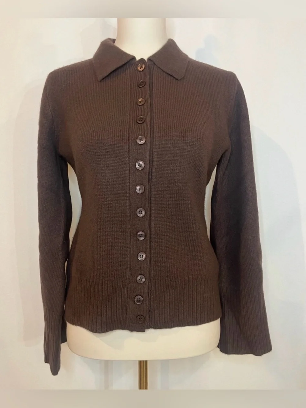 J.Crew Milano-stitch cinched-waist cardigan in deep chocolate